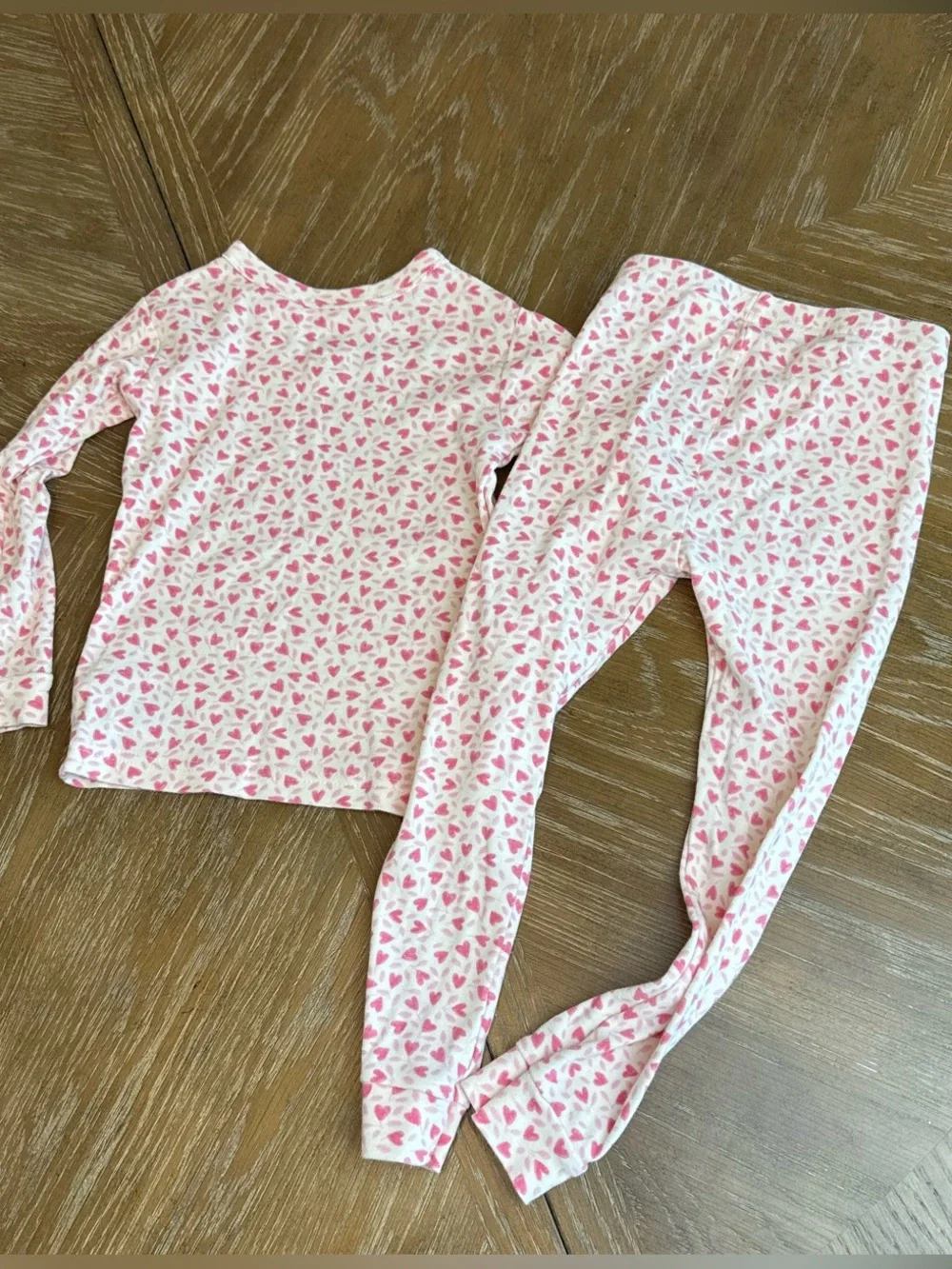 GAP Girls White Pajama Set with Pink Heart Print